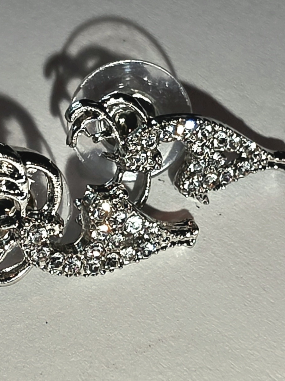 Silver Crystal Reindeer Stud Earrings - Sparkling Clear Rhinestones